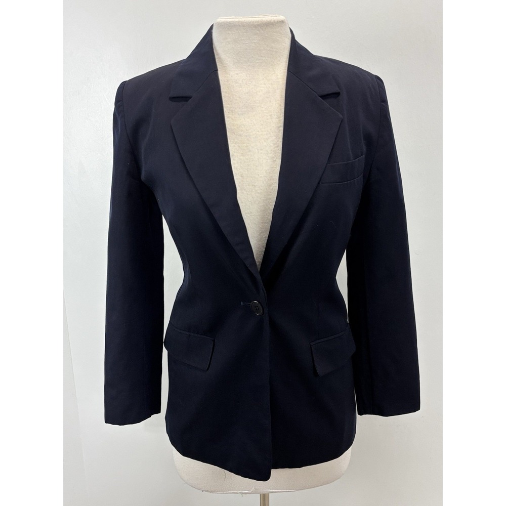 Vtg Talbots 100% Wool Blazer Jacket Sz 6 Petite Navy Classic Career Power Boss